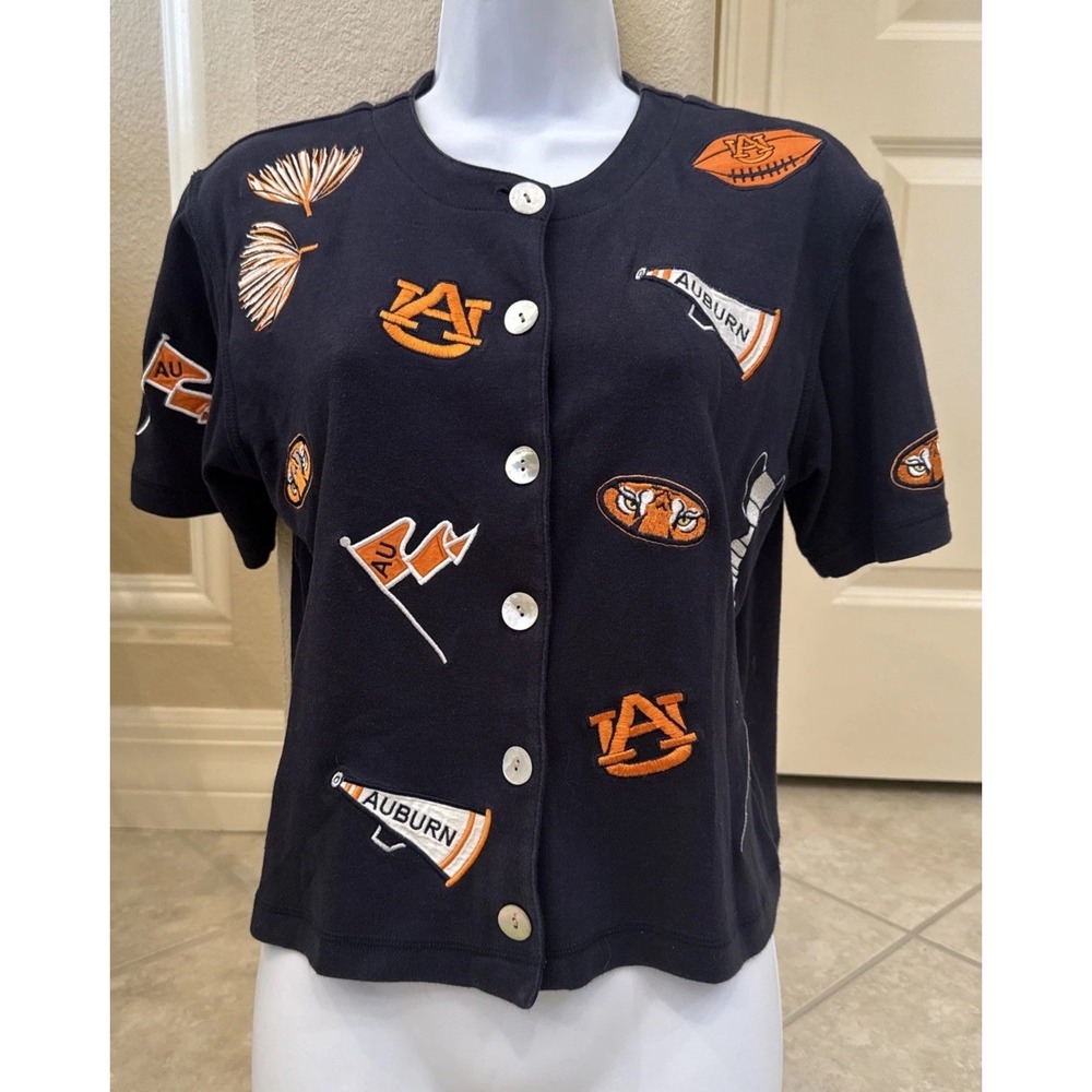 VTG University of Auburn Tigers Castles Sport Blue Sz M Cardigan Embroidered‎